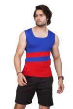 Eleva Designer Gym Vest - Royal Blue & Red/ puja